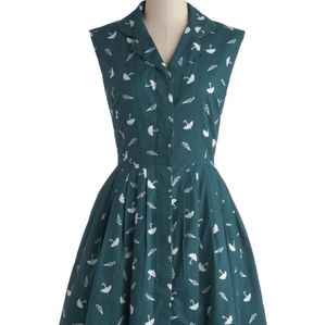 Modcloth Emily & Fin Umbrella Dress Teal XS